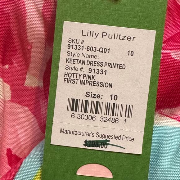 New Lilly Pulitzer Keetan Dress sz 10 Hotty Pink First Impression Print Dress - Picture 2 of 5